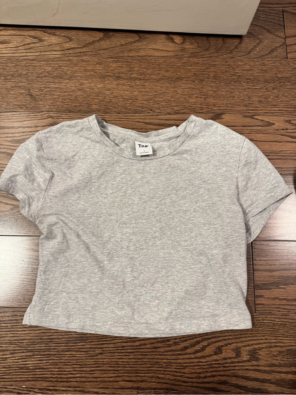 TNA Light Heather Gray Cropped Crew Tee